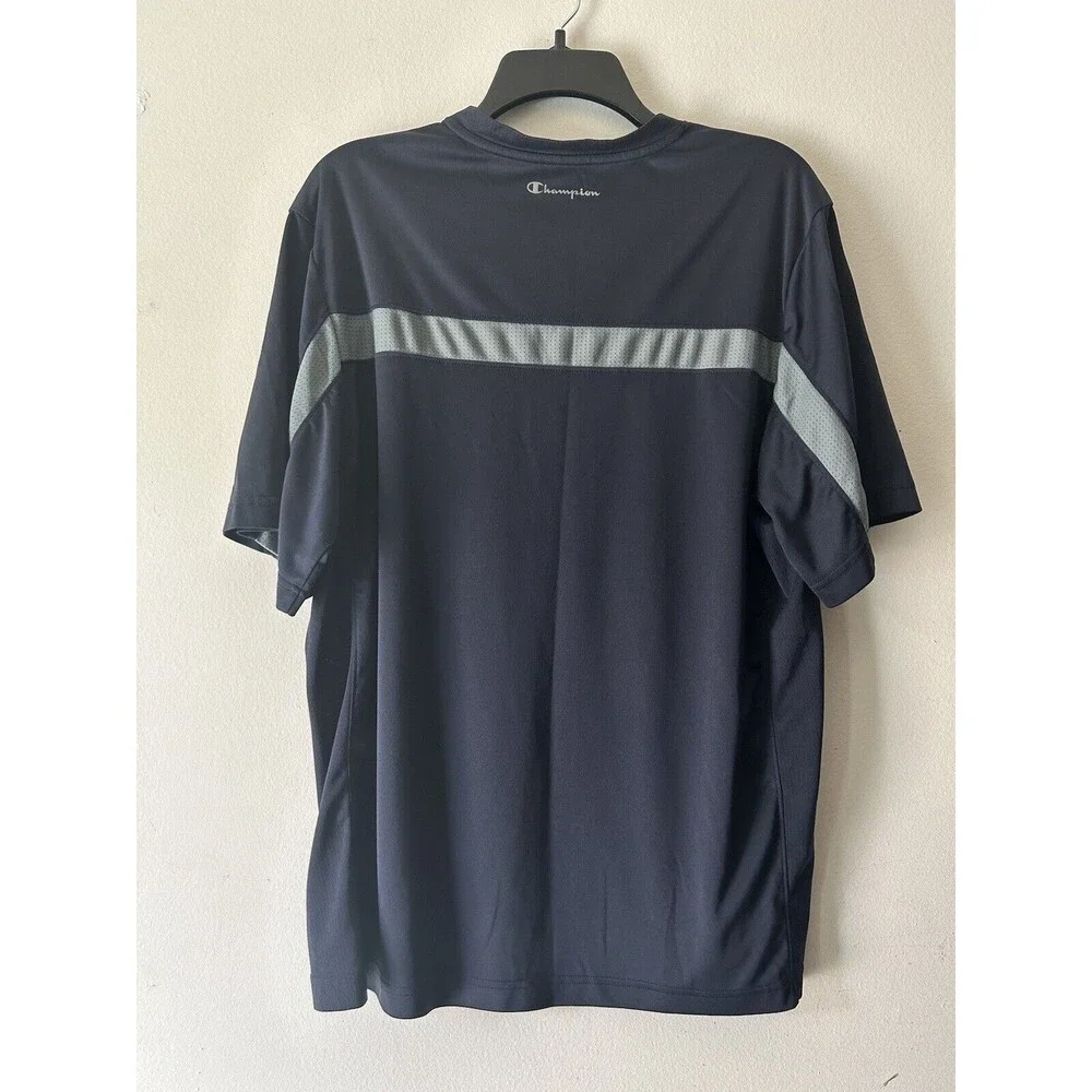 Champion Double Dry Short Sleeve Men's Tee Shirt - GREY & NAVY LARGE Workout Gym - Picture 4 of 4